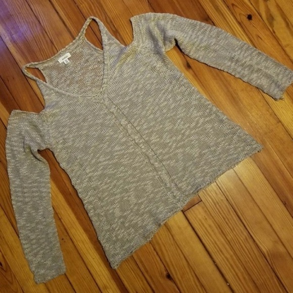 Debut Beige Cold Shoulder Sweater - Picture 2 of 2